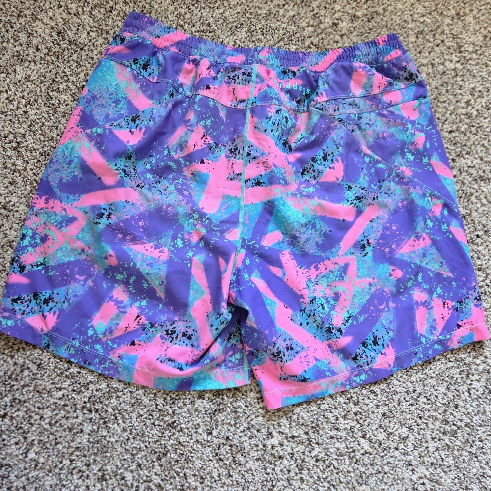 Birddogs Shorts Mens XXL Purple Pink Teal Swim Trunks Lined Zipper Pockets Retro - Picture 4 of 5